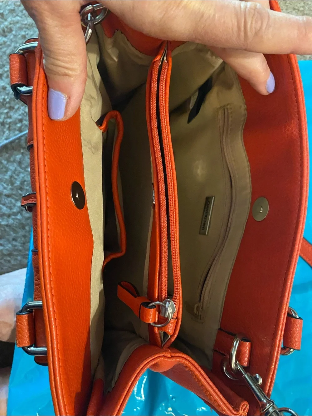 Giani Bernini Vibrant Orange Pebbled Satchel with Chain & Buckle